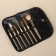 A set of makeup brushes "France", 7 items, on a button, beige/pink color