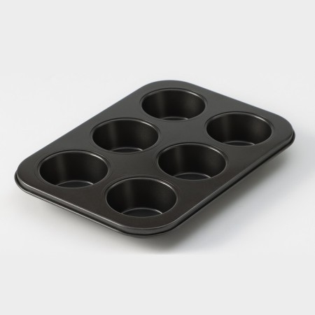 The form for baking the share "Jacqueline. Circle ”, 26 × 18 × 3 cm, 6 cells, a removable bottom, anti -stick coating, black color-2