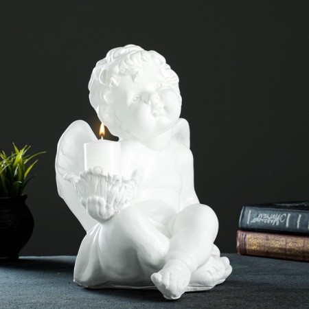 Climb "Angel sitting in his hand", 26x21x30cm, white