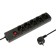 Luazon Lighting network filter, 5 outlets, 5 m, 2200 W, 3x0.75 mm2, 10 A, 220 V, with a fuse, black