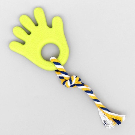 Chewing toy with rope for dogs "palm", 10 cm, salad-1