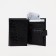 Male purse on the button, a department for car documents and passports, black color