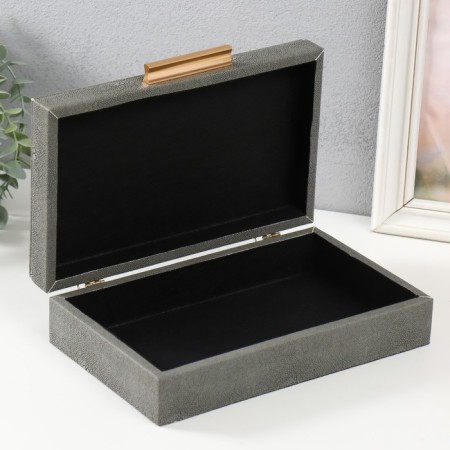 Casket wood to the leatherette "noble gray" 25x15x6.5 cm-2