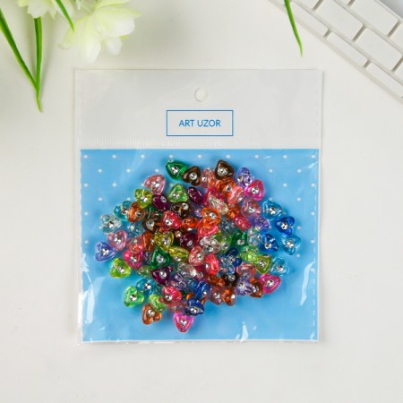 A set of beads for creativity Plastic "Hearts with Strabs" 20 grams 0.7x0.7 cm-3