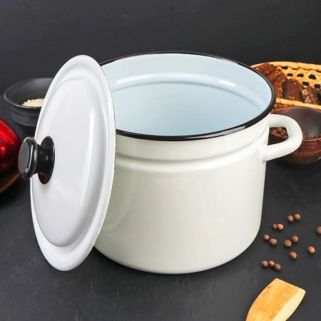 Cylindrical pan, 7 l, without decolleys, induction, white color-1