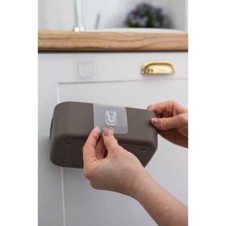 Hooks holders Double self -adhesive shares, set 2 pcs, 5.7 × 5.7 × 1 cm, transparent-3