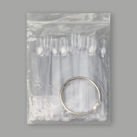 Palette for varnishes on the ring, 50 nails, shape soft square, transparent color-8