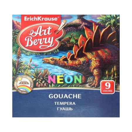 Gouache 9 colors x 20 ml, erichkrause, neon, fluorescent effect, in cardboard packaging-18