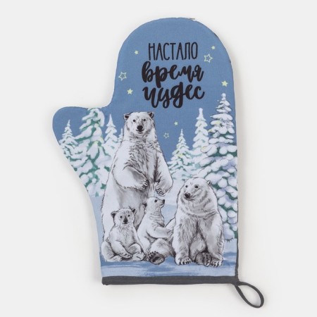 New Year's kitchen set "Miracles Time": mittens-output 20x28 cm, take 17x17 cm-3