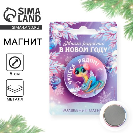 Magnet of sunset "New Year's joys in the New Year", Diam. 5 cm