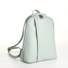 City backpack made of artificial leather with lightning, green color