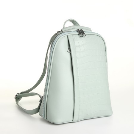 City backpack made of artificial leather with lightning, green color