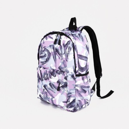 School backpack from textiles on lightning, 3 pockets, lilac color-2