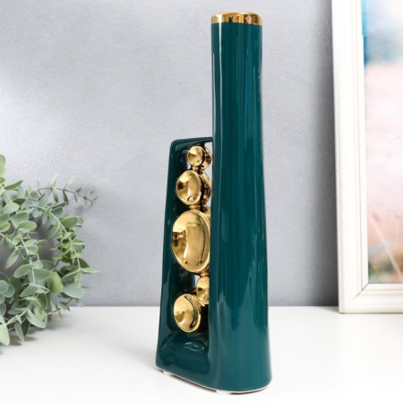 Souvenir ceramics "bubbles" green with gold 6x12x30 cm-3