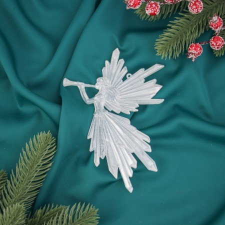 Christmas tree decoration "Girl with a pipe" 16x11, white