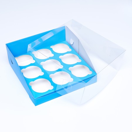 Confectionery folding box for 9 cupcakes 23.5 x 23.5 x 10, blue-3