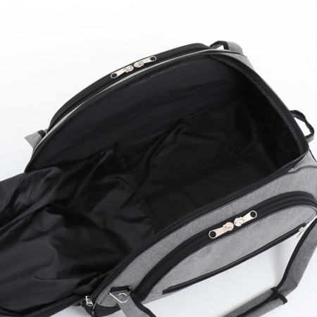 Road bag on wheels, 3 outer pockets, shoes department, black/gray color-5
