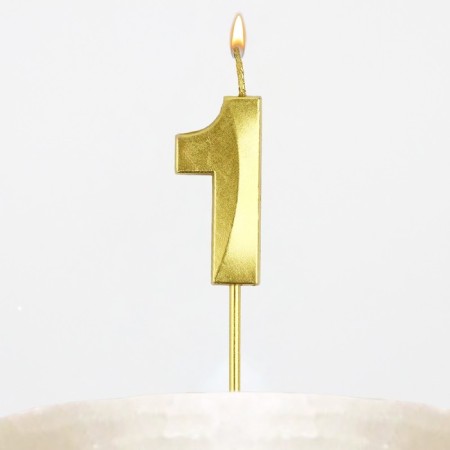 Candle figure for the cake "1", gold, 2.5 x 8 cm.-6