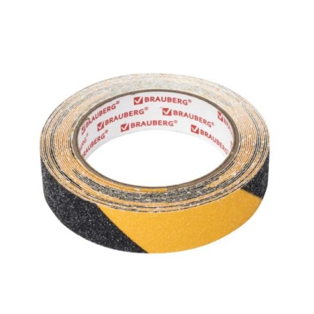 Anti-Squearing Brauberg 606773, granular, black and yellow, PVC base, 25 mm x 5 m