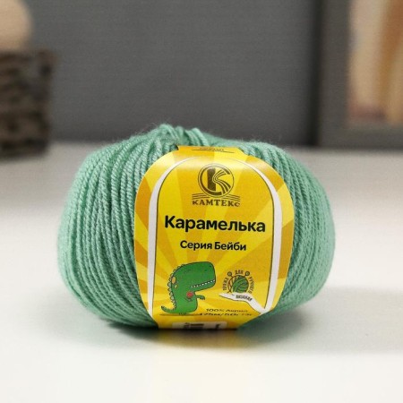 Yarn "caramel" 100% acrylic 175m/50g (020 eucalyptus)