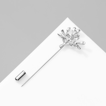 Pin "tree", 7 cm, silver color-1