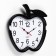 Wall clock, series: kitchen, "apple", discrete move, d-26 cm, aa, black