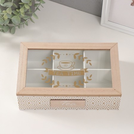 Casket tree with divisions "Triangles Ornament" White with gold 23x15x7 cm-1