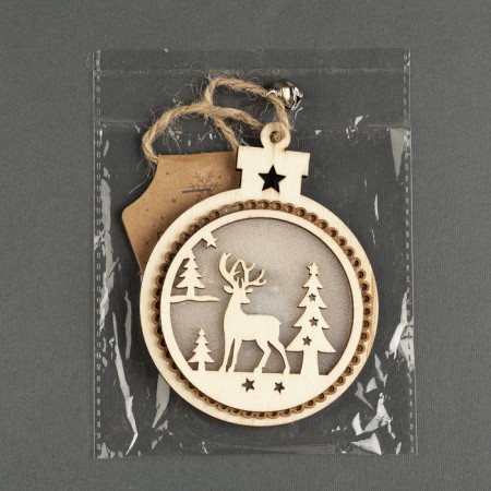 Christmas tree toy "Ball with a deer", from batteries, glow warm white-2