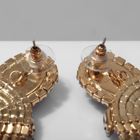 Earrings with “Party” rhinestones 5 rows, the color is blue-white in gold-2