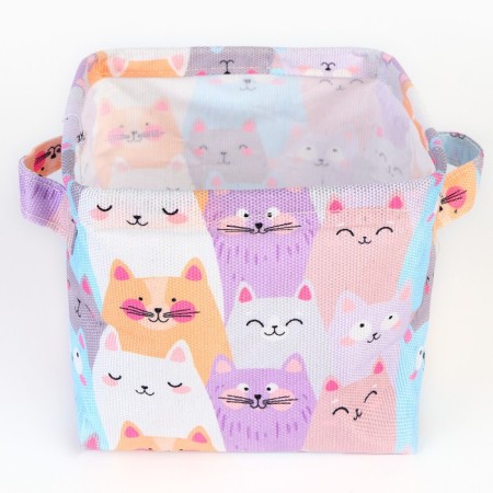 Organizer for storage, coffee for linen, waterproof “cats”, 14.5 x 13.7 x 14 cm.-3