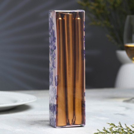A set of antique candles, 1.9x 20 cm, 6 pieces, coffee-gold metallic-2