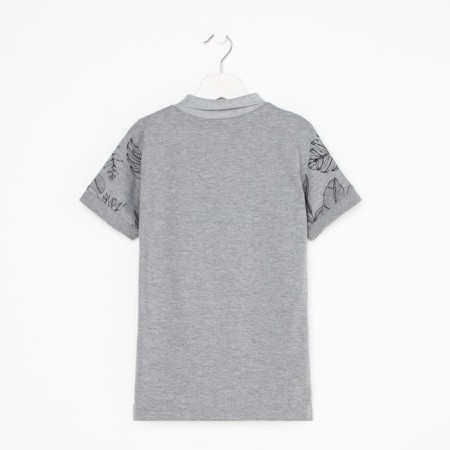 Polo T -shirt for a boy, gray color/print mix, height 134 cm-6