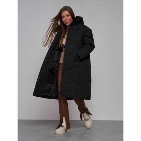 Coat insulated winter female, size 46, black color-16
