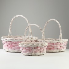 A set of wicker baskets, D44x15/40 cm, D35x13/35 cm, 30x11/30 cm, 3 pcs, pink, willow
