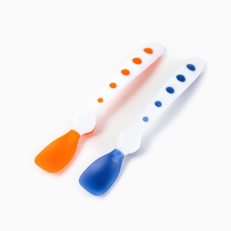 A set of heat -sensitive spoons for feeding, 16.5 cm., 2 pcs., Blue/orange color
