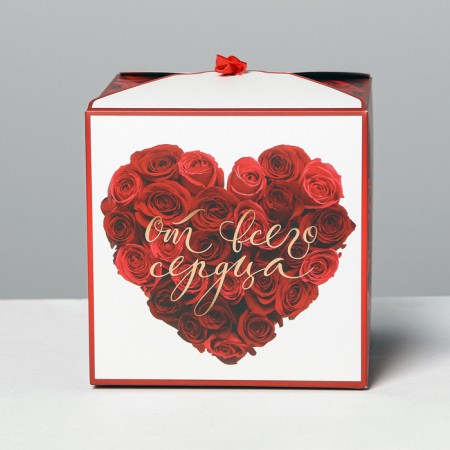 Gift folding box, packaging, “with all my heart”, 18 x 18 x 18 cm-2