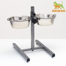 Adjustable stand with 2 bowls of 1.8 liters, height stands 40 cm