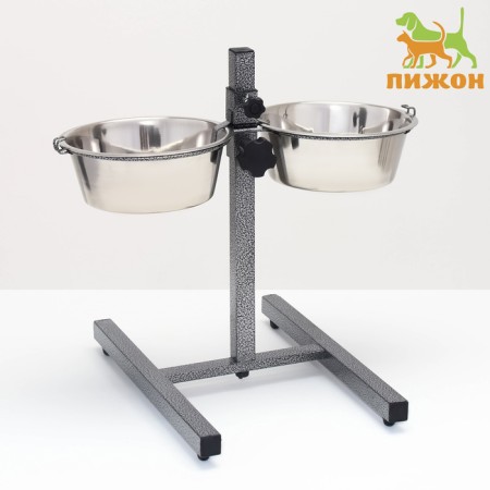 Adjustable stand with 2 bowls of 1.8 liters, height stands 40 cm