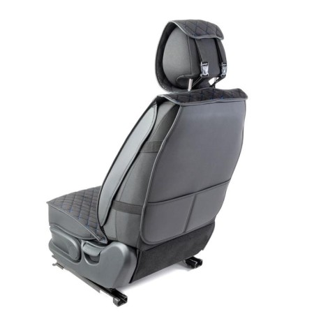 Frame caps for the front seats Car Performance, 2 pcs, alcantara, rhombus, black and blue-4