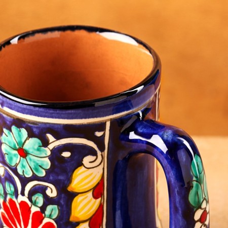Mug Rishtan ceramics "Flowers", 500 ml, blue-5