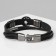 Male "compass" bracelet, black color with black silver, 20.5 cm