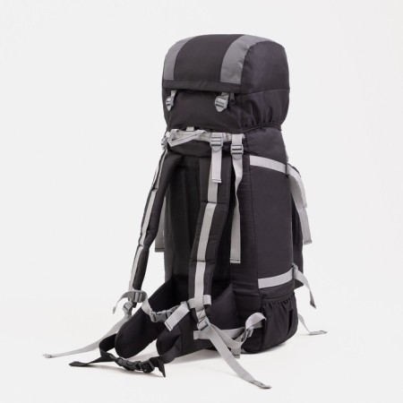 Tourist backpack, TAIF, 60 L, cord department, outer pocket, 2 side nets, black/gray color-1