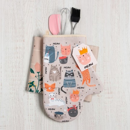 Gift MEOW Set: a towel, a mittens-output, a brush, a spatula, a whisk-7