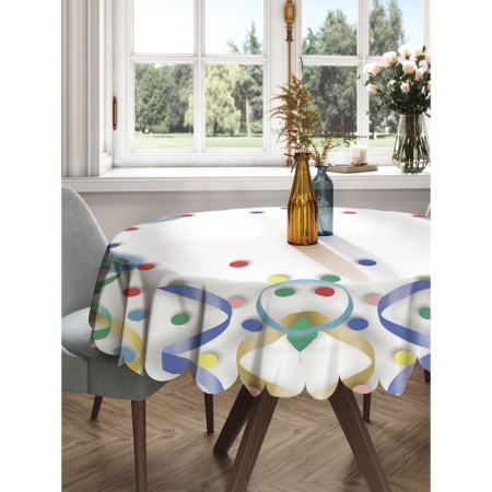 The tablecloth on the table is “simple and beautiful”, round, Saten, d = 150 cm