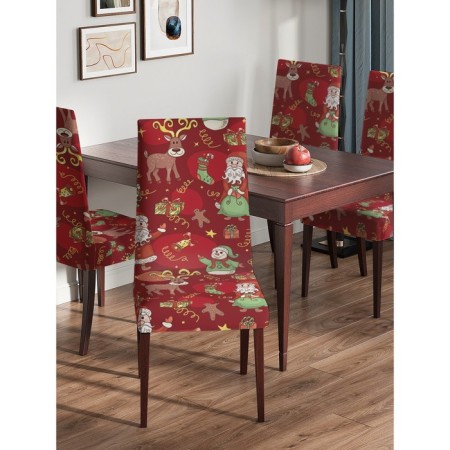Case for the chair "Grandfather Frost with friends", decorative, velor-2