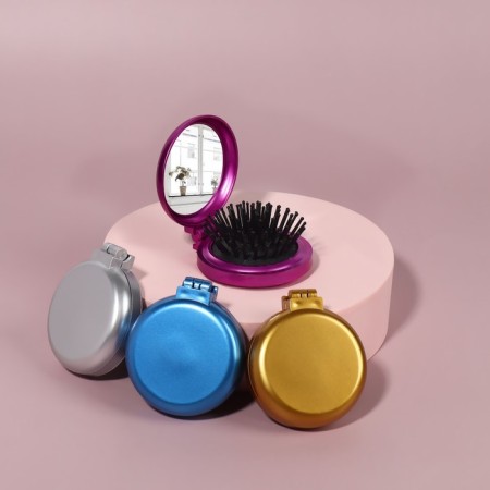 Massage comb “mother -of -pearl”, folding, with a mirror, d = 6 cm, color mix-4