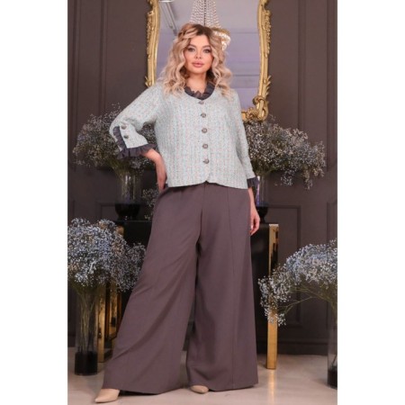 Female trousers, size 54, gray color-6