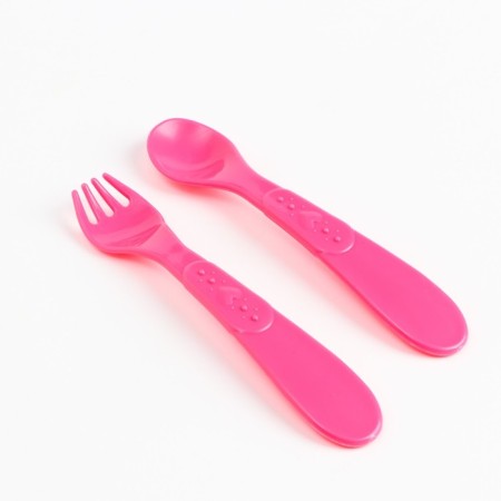 A set of children's dishes "I love delicious", a plate on a suction cup 250ml, fork, spoon-4