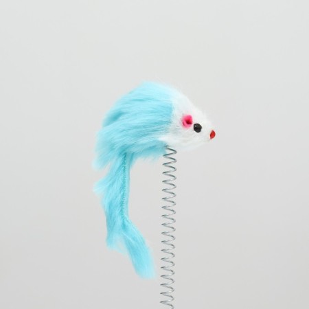 Dear for cats on a spring with a mouse (5 cm), 10.5 x 23 cm, blue-2