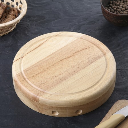 Set for feeding cheese, oak board 25 × 25 × 3.5 cm, 4 knives for cheese-2